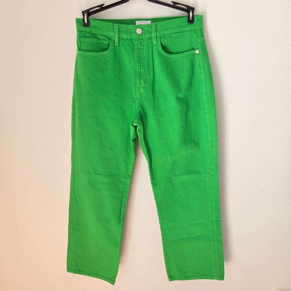 Frame Women Straight Leg Denim Jeans Kelly Green High Rise Ankle Size 29